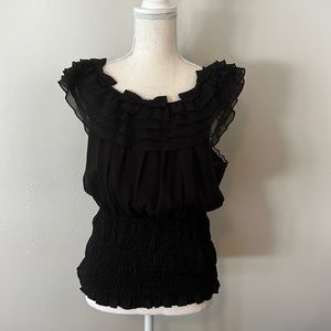 Zoe D. Black bow detailed blouse Sz L